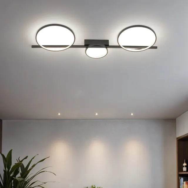 Licht Erlebnisse Licht-Erlebnisse - Kolo - LED - Plafonnière - 3000K - 1100lm - van - Aluminium kunststof (PC) - in - Zwart