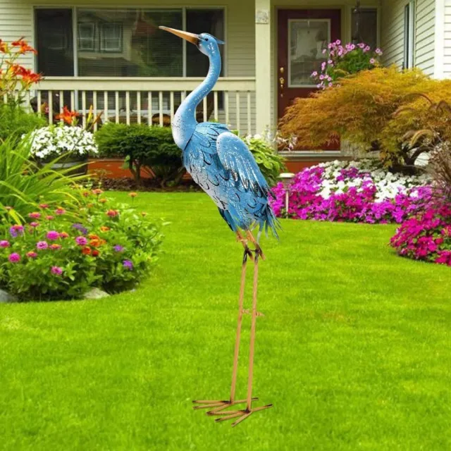 Thuys Metalen Reiger Tuinbeeld – Blauwe Vogeldecoratie – Voor Buiten – Staande Tuinvogel – Voor Balkon