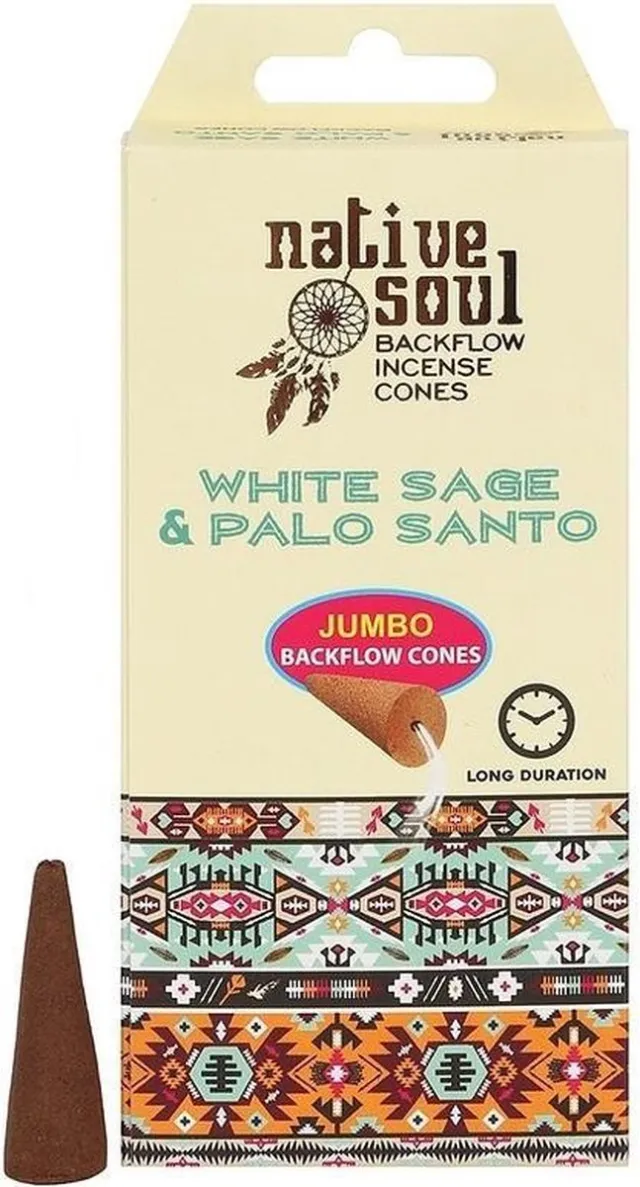 Green Tree Candle Company Native Soul White Sage & Palo Santo backflow kegelwierook (8 incense cones) Beige/goud/rood tinten