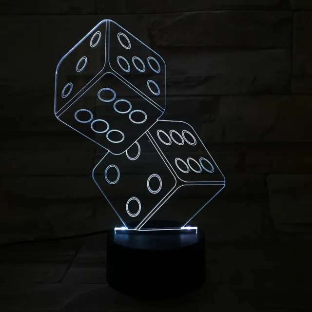MC Living 3D Led Lamp Met Gravering - RGB 7 Kleuren - Dobbelstenen