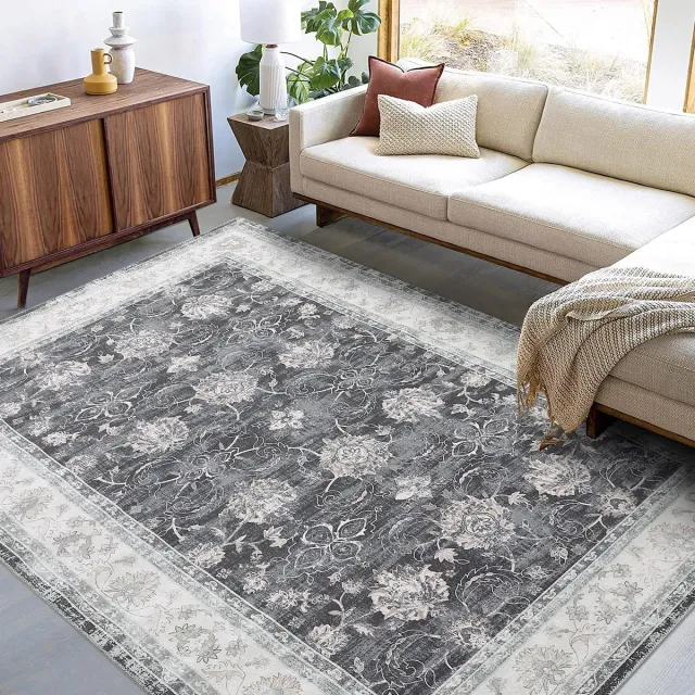 Ibenzoa Elegant Klassiek Vintage Vloerkleed met Oosters Design voor Diverse Kamers, 160 x 230 cm donkergrijs