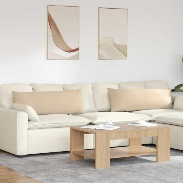 vidaXL Sofa Kussens 2 st Microvezel Stof Crèmekleurig 120 x 40 cm