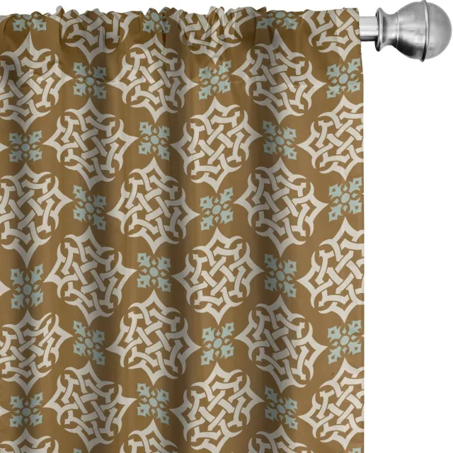ABAKUHAUS Oriëntaalse Gordijnen – 2-delige set 75x225 cm, microvezel, halfschaduw, geometrisch Hellbruin