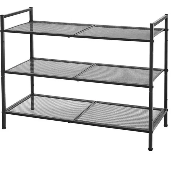 MIRA home Schoenenrek met 3 Lagen - Stapelbaar met 5 Plankhoogtes - Staal - Zwart - 68,5x30x53 cm