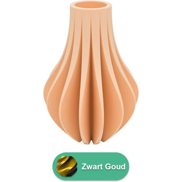 Lovora Aventa design vaas – Decoratieve vaas - Zwart / Goud - 3d geprinte vaas – geschikt voor droogbloemen - 30CM