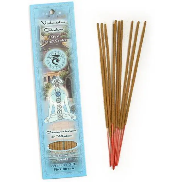 Prabhuji's Gifts Wierook, handgerold, Prabhuji's Gifts, 'Chakra 5 (blauw)', 20 sticks Blauw (verpakking)