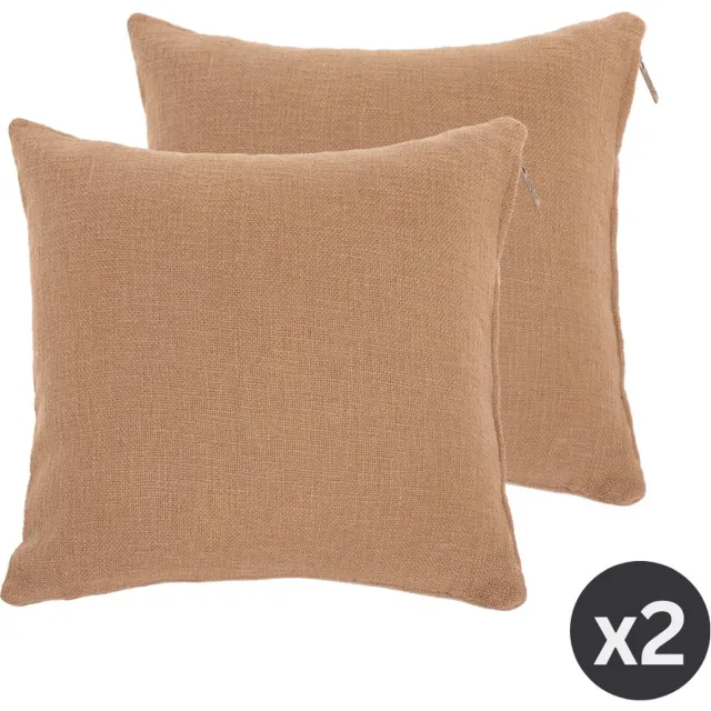 Tiseco Kussen (gevuld) COTTON SLUB - SET/2 - 45x45 cm - Indiantan INDIAN TAN