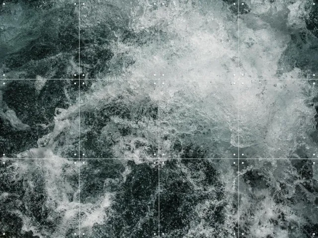 IXXI Aerial Water View, Photolovers - 80 x 60 cm - Grote wanddecoratie en posters - Geometrische Kunst, Fotografie, Realisme, Naturalisme, Modern Wit / Grijs