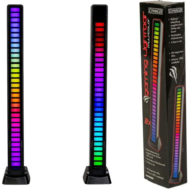 Schwaiger 2x LED Lightbar achtergrondverlichting RGB gaming tv-lamp sfeerverlichting lamp