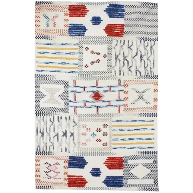 Dutch XXL Wollen Vloerkleed | Tapijt | Empire | Patchwork | Crème/Multi | 80x150 cm Crème / Multi