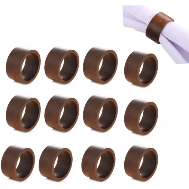 longziming Servetringen hout – Houten Servetringen Set van 12 – Ronde Servetring van Acaciahout – Natuurlijke Tafeldecoratie voor Diner, Feestdagen en Speciale Gelegenheden bruin