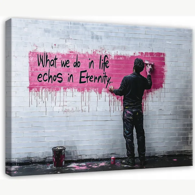 WALLARENA Canvas schilderij - 60x40 cm - Banksy abstract grijs voor woonkamer slaapkamer keuken multikleurig