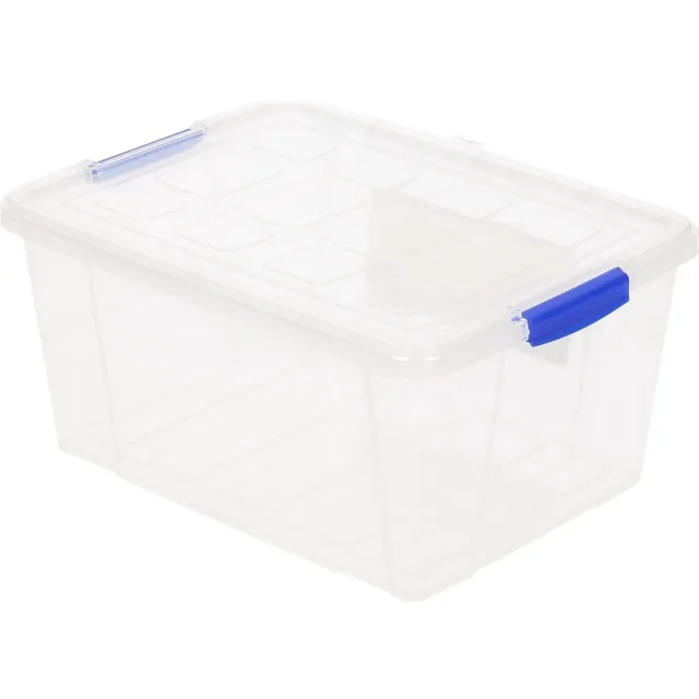 PLASTICFORTE Opslagbakken met deksel - 16 liter - 40 x 30 x 21 cm - Organizers - transparant - kunststof