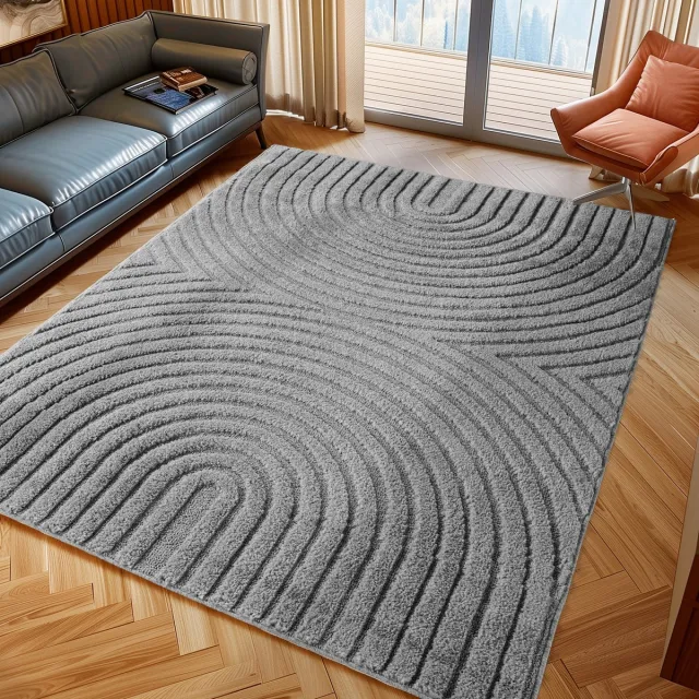 Muratap Japandi ART - Scandinavisch Vloerkleed - Laagpolig Effen - Grijs- 240x340 CM