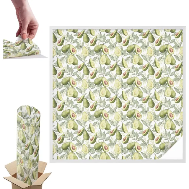 TULUP Raamfolie Anti inkijk - Avocadobladeren Anti inkijk Raamfolie - 100x100 cm - Groente Raamfolie Tegen inkijk - Zelfklevende Anti inkijk Folie Glas in Lood - Voor de keuken, hal en woonkamer - Zonwerende Raamfolie Glas in Lood Groente - Avocadobladeren