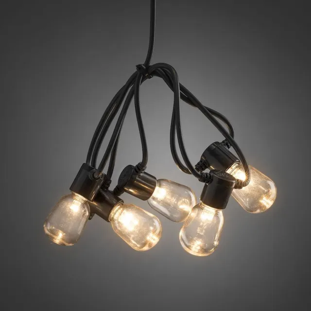 Konstsmide Sweden 2387-800 - Snoerverlichting - Premium 40 lamps LED feestverlichting ** new version 2021** - 4 traps dimmer - extra warmwit - 9.75m verlichte lengte – spacing 25cm – aansluitsnoer 10m - 6V buitentrafo - voor buiten of binnen