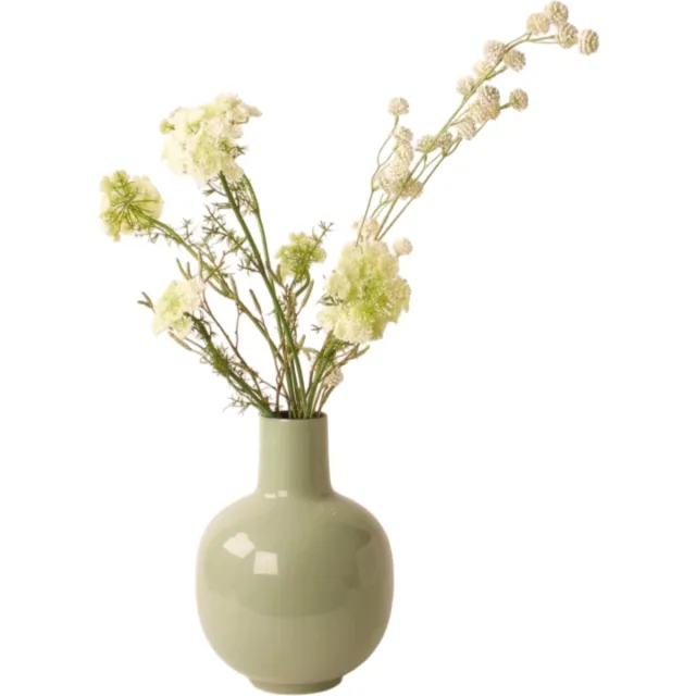 Winq Vaas Emaille 23x30cm Lindegroen-vaas voor kunstbloemen-Grote vaas-Vaas metaal Hoogglans