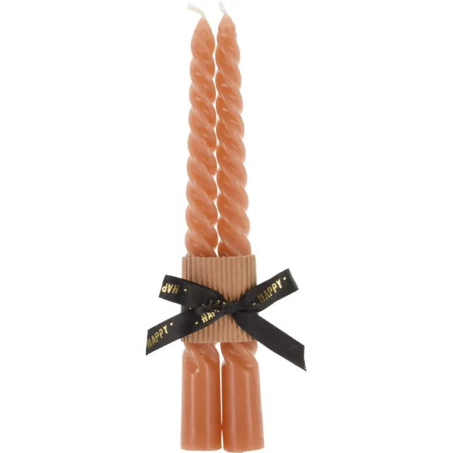 Home & Styling Collection Set van twee kegelvormige kaarsen, TWISTED, 20 cm bruin