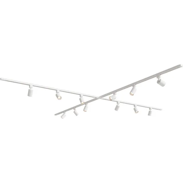 HOFTRONIC railverlichting pakket x-vorm – 4x 1,5 meter rails – 12 dimbare GU10 railspots 2700K warm wit – aluminium wit – IP20 – modulair – 230V – railverlichting woonkamer keuken