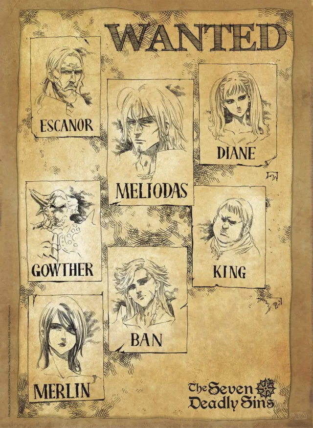 ABYSTYLE Poster The Seven Deadly Sins - Wanted 38x52cm Divers