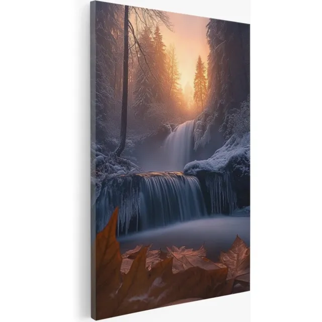 Saammp Canvas Schilderij - Groot blad bij beekje - Landschap - Natuur - 50x70 - Foto op canvas - Wanddecoratie - Muurdecoratie Woonkamer - Slaapkamer decoratie - Canvas Print Multicolor