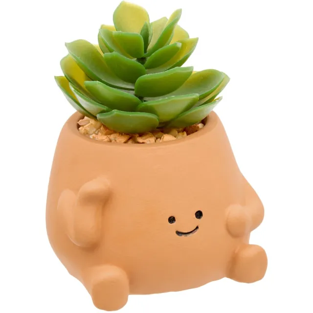 Atmosphera Nippo Agave Kunstplant met Pot - 8x8x12cm - Oranje