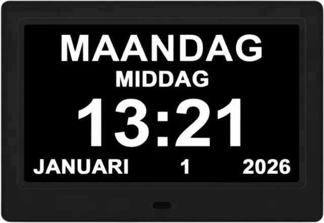 GEASY Digitale Klok Slechtzienden en Blinden - Dementieklok - Sprekende klok - 24 Alarmfuncties - Netstroom - Alzheimer klok Groot Lettertype - 10 inch - Datum en dag - Digitaal & Analoog Zwart