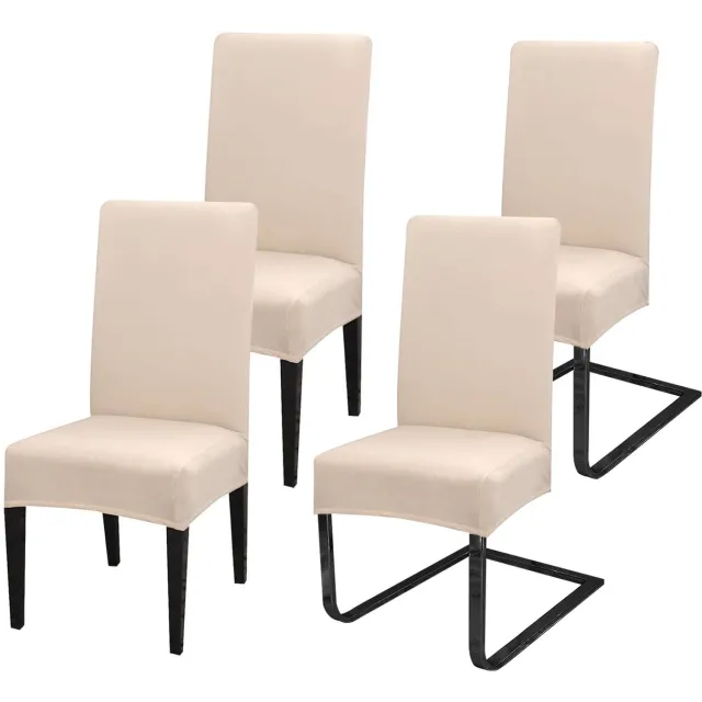 Ibenzoa Set van 4 Luxe Universele Stretch Stoelhoezen voor Diverse Gelegenheden in Neutrale Kleuren beige
