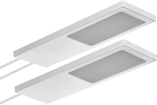 Sotech set van 2 LED meubellampen GIULIA II zonder sensor zilvergrijs, 4000K neutraal wit incl. transformator & verdeler Onderkastverlichting