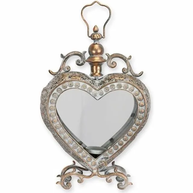 MadDeco Boutique Trukado - Hartvormige Lantaarn staand en hangend 46,3cm - mooi, met fijne details bronskleur