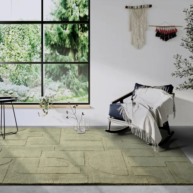 Villeroy & Boch Wollen Vloerkleed Charlotte - Groen - Laagpolig Natuurlijk Tapijt - 80x250 cm