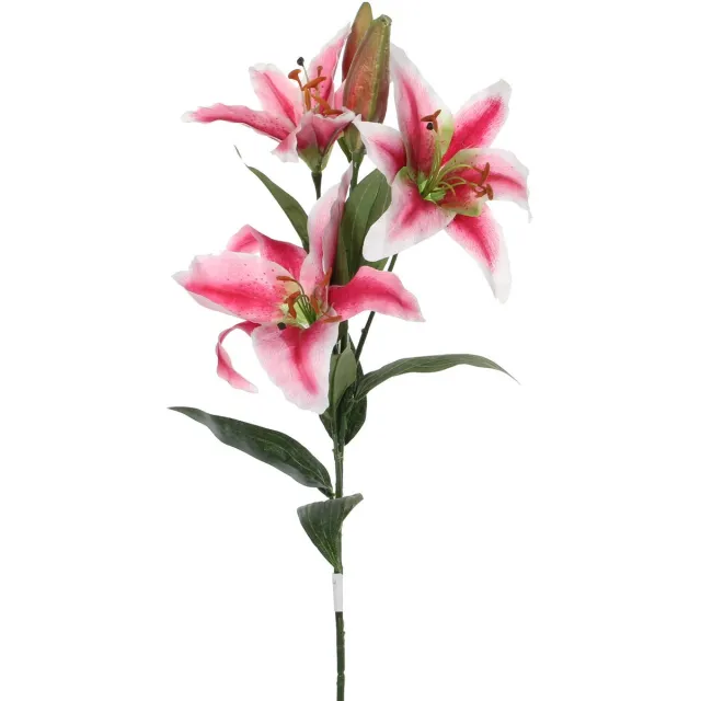 Mica Decorations Kunstbloem Lily Stargazer Valley - H75 cm - roze - kunststof - stelen kunstbloemen - boeket - bloemetjes