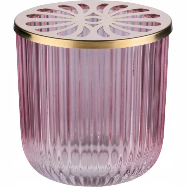 Led Design Glazen Lantaarn met Deksel voor Theelichtjes - Roze