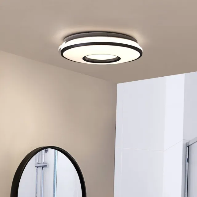 Lindby LED plafondlamp - 1licht - Metaal, kunststof - H: 8 cm - zilver, wit - Inclusief lichtbron