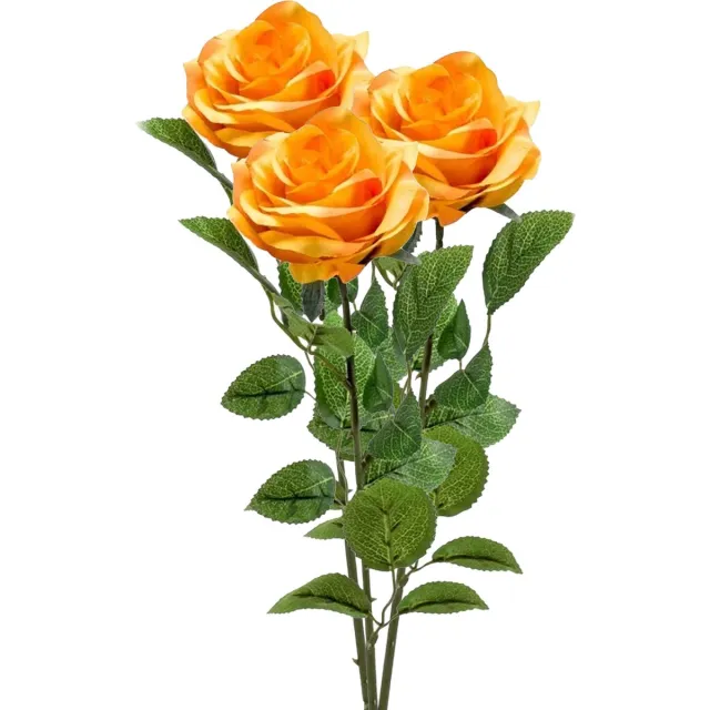 Emerald Kunstbloem roos Marleen - 3x - geel - 63 cm - decoratie bloemen