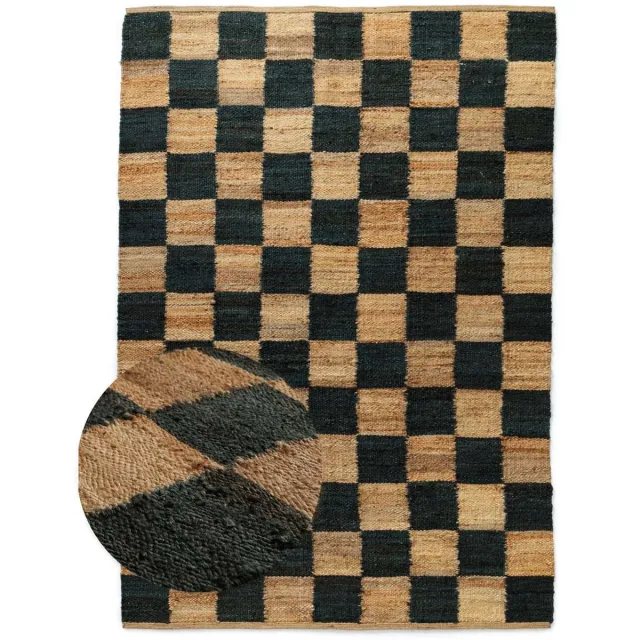 Boho&me Jute vloerkleed - Patch naturel/groen 240x340