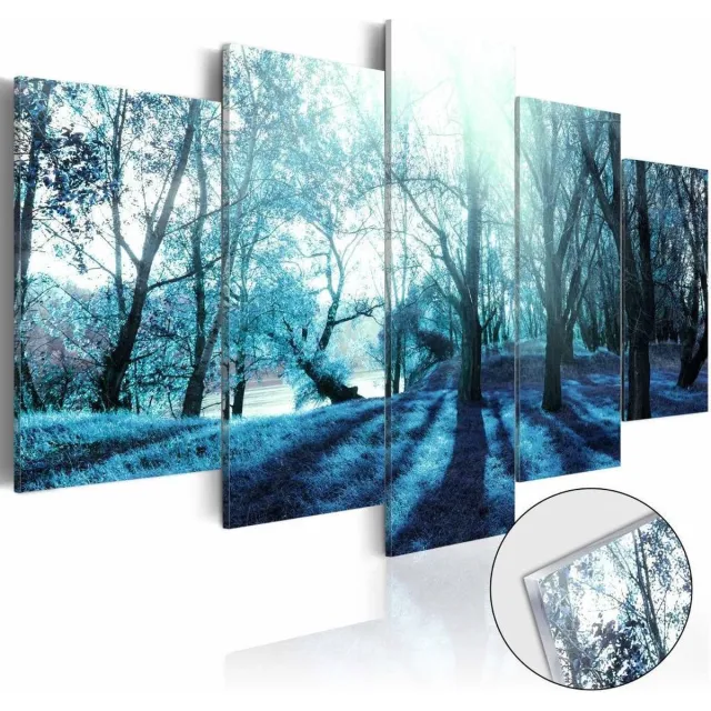 karo-art Afbeelding op acrylglas - Mysterieus bos, Blauw, 5luik Multikleur