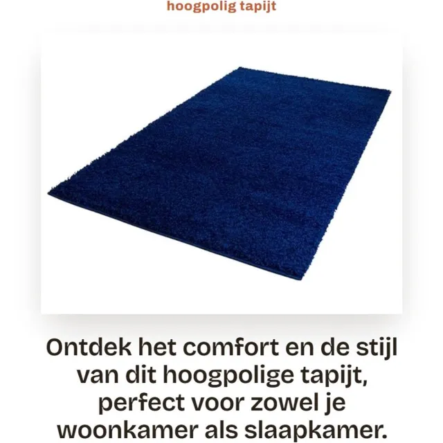 Dailygoods- Hoogpolig Tapijt 60x110 cm - Shaggy - Effen Modern - Pluizig - Zacht - Comfortabel Wooneiland Blauw