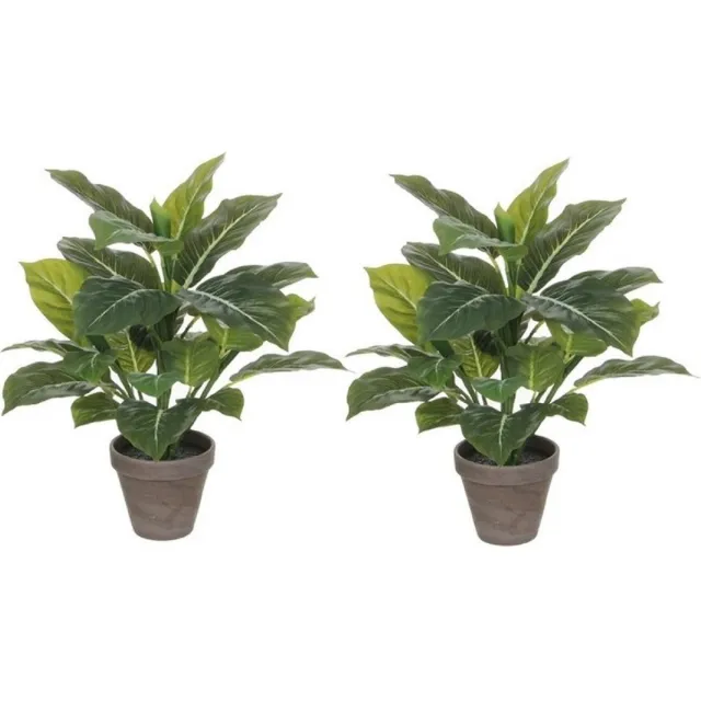 Shoppartners Mica Decorations Kunstplant - 3x stuks - philodendron - groen - 49 cm - kunstplanten/nepplanten