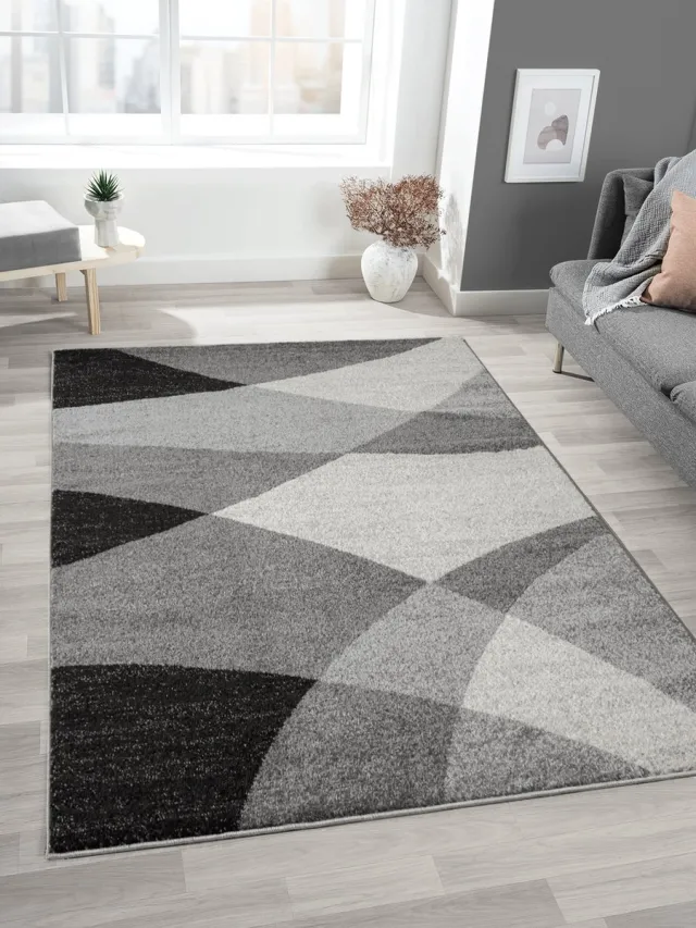 Mia´s Teppiche Mia’s Teppiche Modena – modern kortflor vloerkleed met contourensnede, golvend geometrisch patroon, grijs golvend, 120 x 160 cm