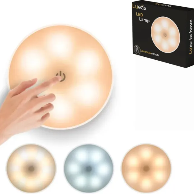 Lueas® Draadloze ledlamp – Warm/Wit licht – Draadloze wandlamp – Kastverlichting – Draadloze ledspot – Usb oplaadbaar – Dimbaar – met Magneet Warm licht