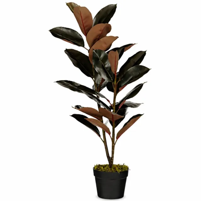 Mica Decorations Rubberplant – Kunstplant in Pot – Realistische Nepplant Woondecoratie – Kunstplanten voor Binnen en Buiten – H90 x Ø70 cm – Rood