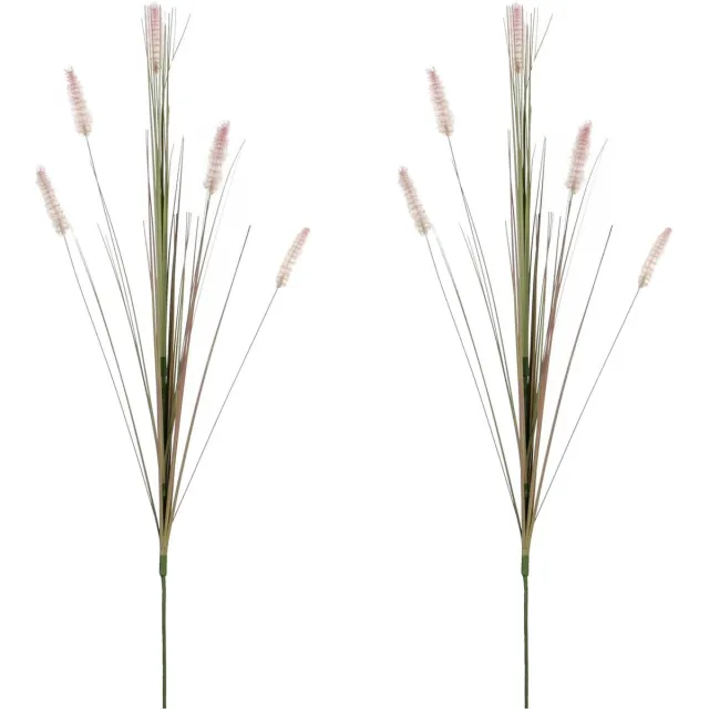 Mica Decorations 2x - Rietgras/pluimgras kunstplant losse steel - takken - groen/paarse pluimen - 84 cm
