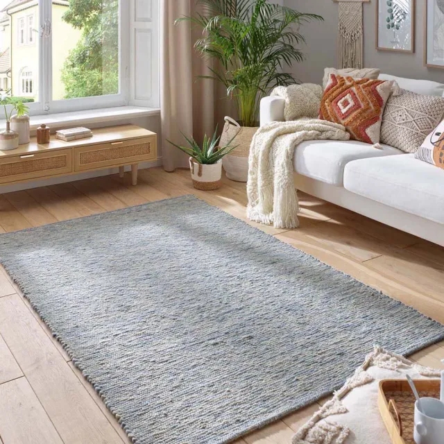 Tapeso Wollen vloerkleed - Kaia lichtblauw 250x340
