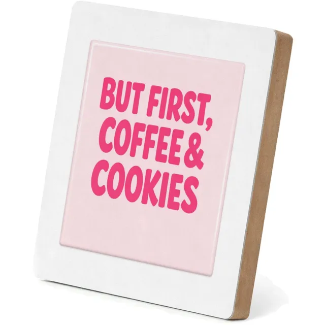 Mr Cadeautjes MDF staande fotolijst 15,2 x 15,2 - design Compacte typografische print met een speels keuken- of koffi | cadeau Wit