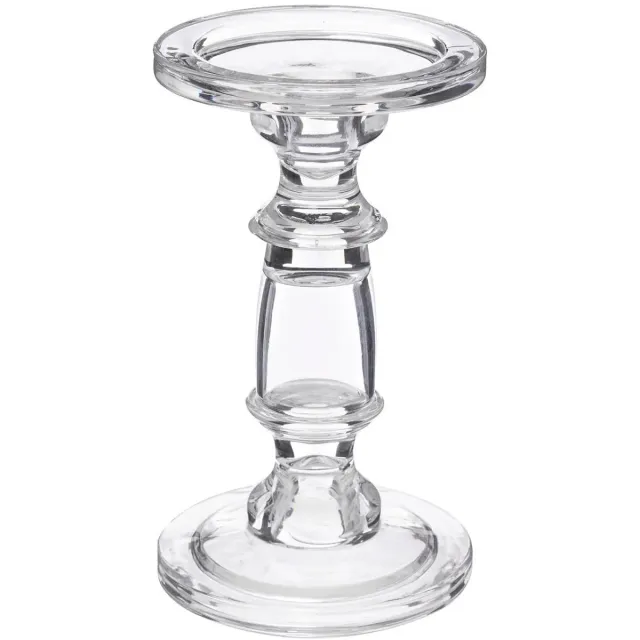 Atmosphera kaarsen kandelaar Decoglass - voor stompkaarsen - glas - transparant - 11 x 19 cm