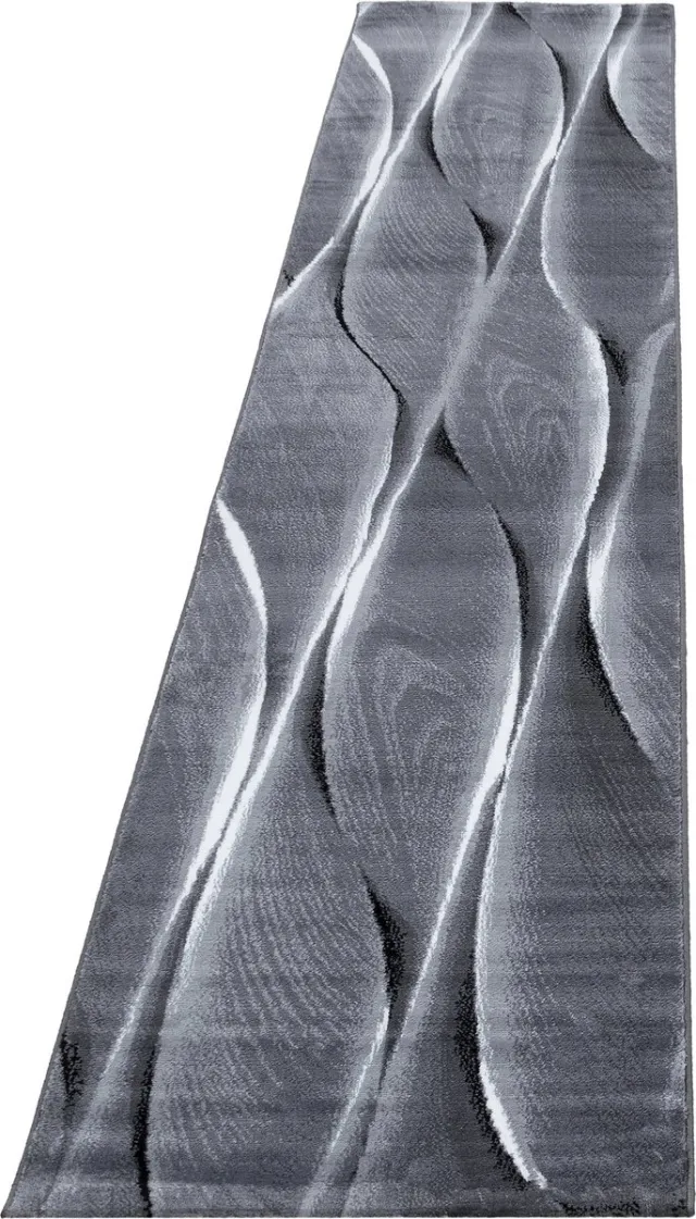 Ayyildiz Parma Vloerkleed – Zwarte Curve – Laagpolig & Modern Design – 80x300 cm