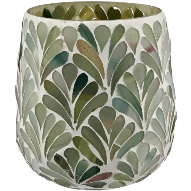 Gasper waxinelichthouder mozaiek 11 cm lichtgroen glas