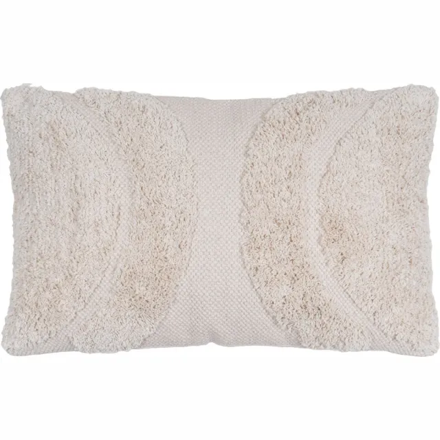 Veer Carpets Kussen Loulou 40 x 60 cm - Luxe Fluffy Sierkussen met Berber Look Creme
