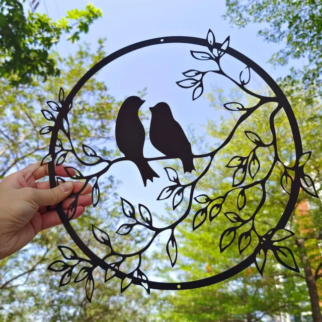 OEMG Metalen Wanddecoratie - Vogels - Wandsculpturen - 30 x 30 cm Zwart